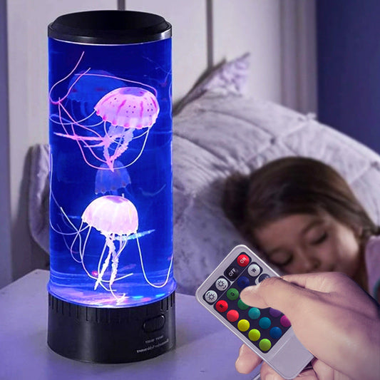 Large LED Jellyfish Lamp - Multicolored Ambient Night Light with Remote Control