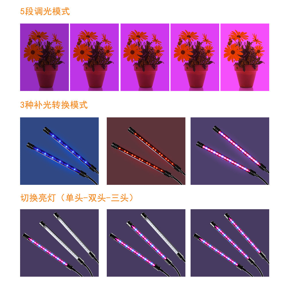 waterproof Lighting Clip-on Plant Grow Light, USB Adjustable Full Spectrum Light for Home, Waterproof Seedling Light 5V