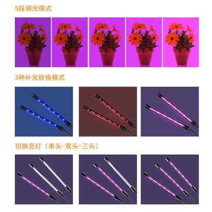 waterproof Lighting Clip-on Plant Grow Light, USB Adjustable Full Spectrum Light for Home, Waterproof Seedling Light 5V