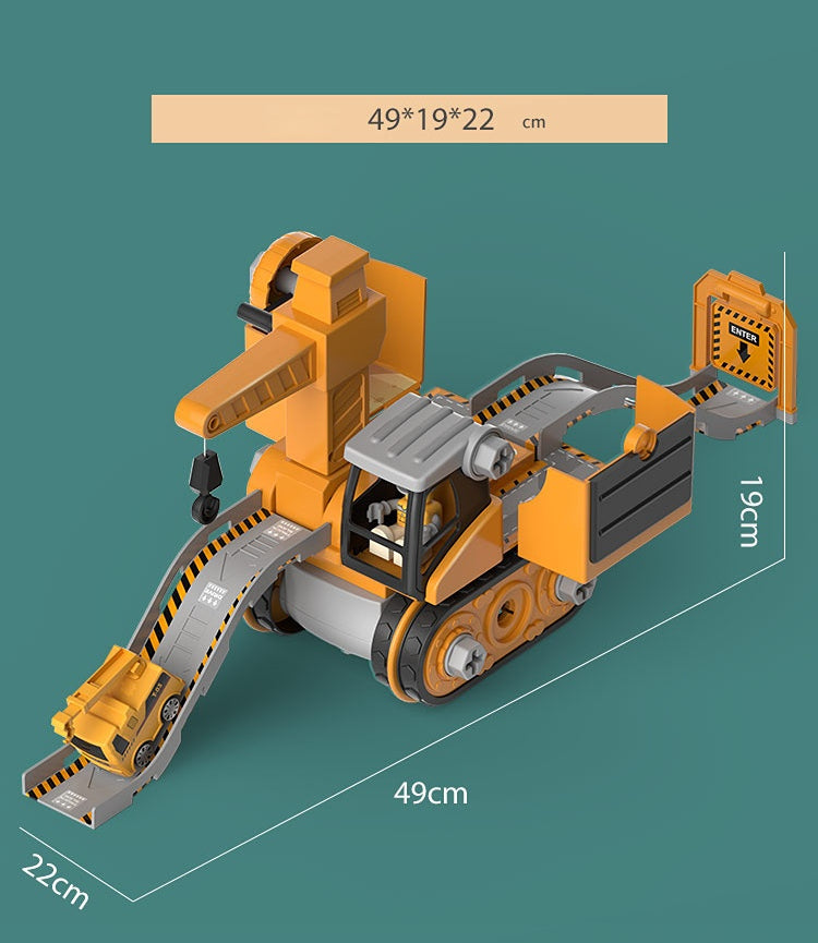 disassembly 4-in-1 deformation engineering vehicle with trolley sliding track