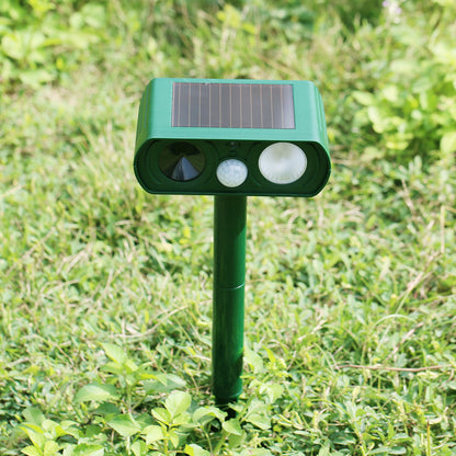 Solar Ultrasonic Animal Repeller with LED Flash, Dual Strike Drive for Rats, Snakes, Cats, Dogs, Insects, and Other Small Animals