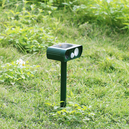 Solar Ultrasonic Animal Repeller with LED Flash, Dual Strike Drive for Rats, Snakes, Cats, Dogs, Insects, and Other Small Animals