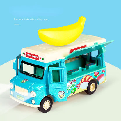 Alloy Magnetic Induction Lighting Music Simulation Ice Cream Truck Toy Car