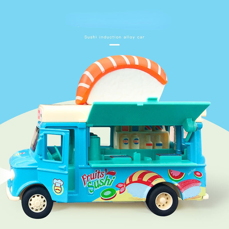 Alloy Magnetic Induction Lighting Music Simulation Ice Cream Truck Toy Car