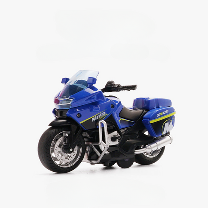 Alloy 4D Police Motorcycle with Lights - Realistic Iron Horse Toy