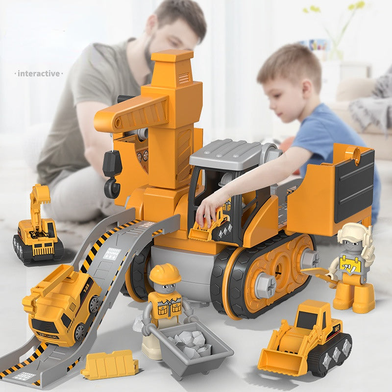 disassembly 4-in-1 deformation engineering vehicle with trolley sliding track