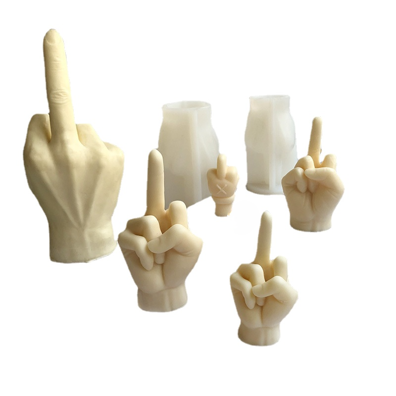 New Gesture Middle Finger Candle Silicone Mold DIY Creative Aromatherapy Plaster Cake Finger Mold Decoration