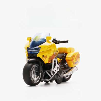 Alloy 4D Police Motorcycle with Lights - Realistic Iron Horse Toy