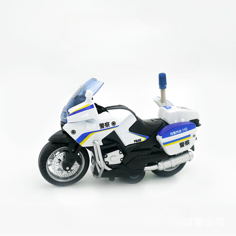 Alloy 4D Police Motorcycle with Lights - Realistic Iron Horse Toy