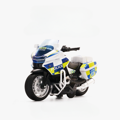 Alloy 4D Police Motorcycle with Lights - Realistic Iron Horse Toy