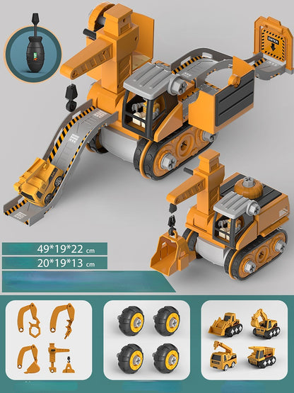 disassembly 4-in-1 deformation engineering vehicle with trolley sliding track