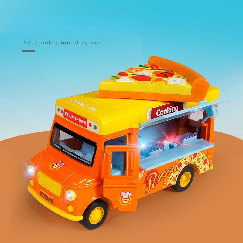 Alloy Magnetic Induction Lighting Music Simulation Ice Cream Truck Toy Car