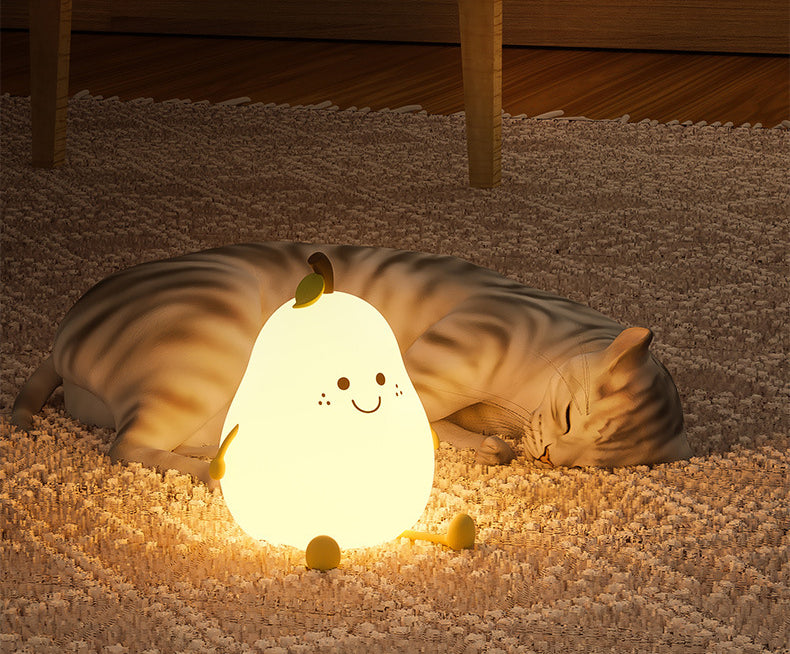 pear shape night light, pears accompany sleeping silicone lights