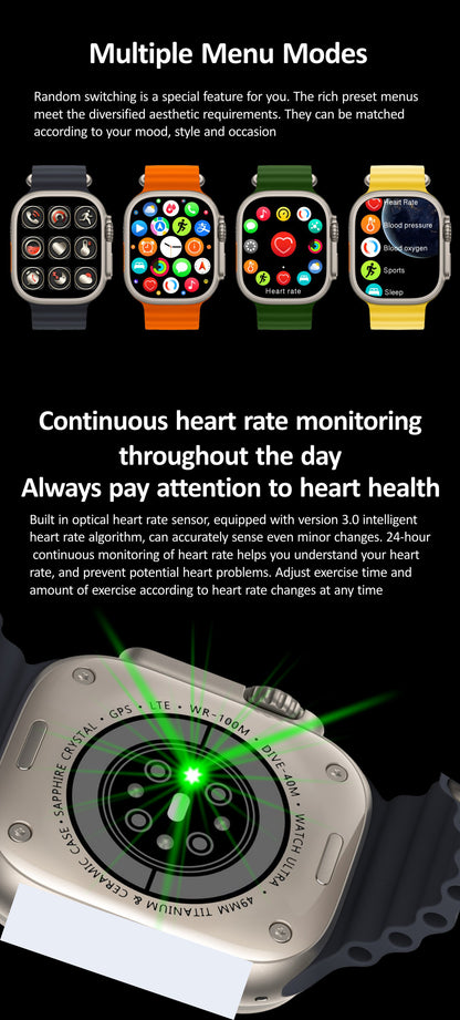 Full Touch Screen Bluetooth Smart Watch with Step, Temperature, Heart Rate, and Sleep Monitoring