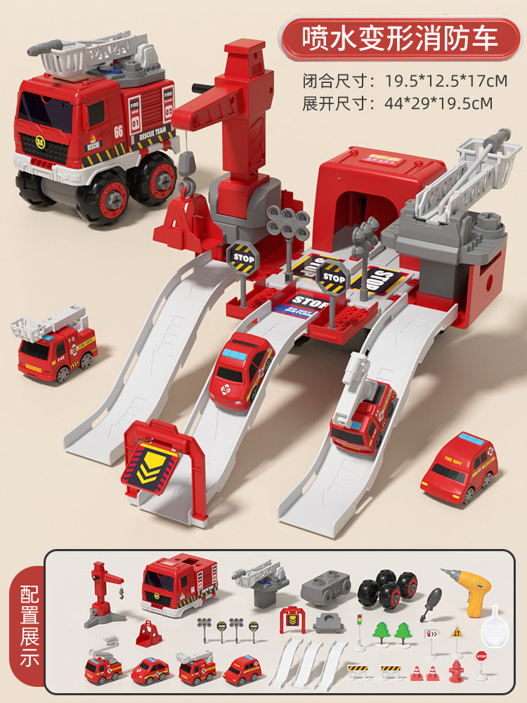 disassembly 4-in-1 deformation engineering vehicle with trolley sliding track