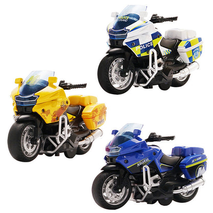 Alloy 4D Police Motorcycle with Lights - Realistic Iron Horse Toy