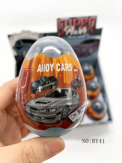 12 Kids Alloy Cars Cartoon Mini Pullback Egg Cart Model Ornament Kids Toy