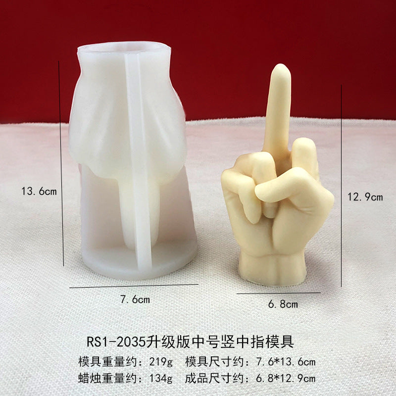 New Gesture Middle Finger Candle Silicone Mold DIY Creative Aromatherapy Plaster Cake Finger Mold Decoration