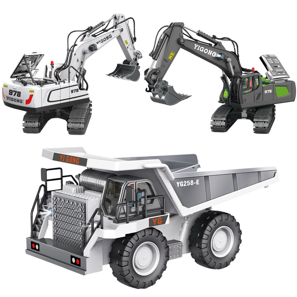 Remote Control alloy Excavator and Dump Truck Toy Set for Children - Remote Control Car