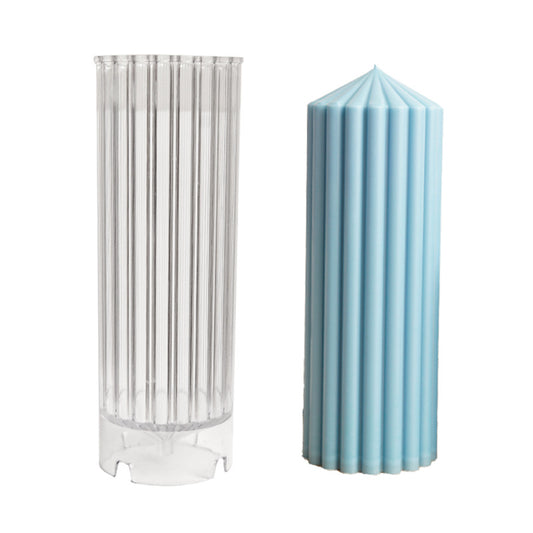 Tall Aesthetic Pillar Candle Mold Cylinder Soy Wax Geometric Striped Ripples Column Taper Acrylic Plastic Mould