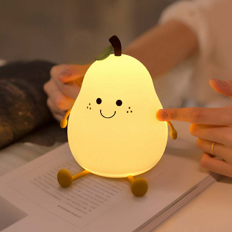 pear shape night light, pears accompany sleeping silicone lights