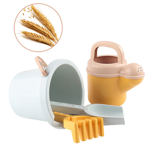 Eco-Friendly Wheat Straw Beach Bucket Set with Sand Digging Tools and Watering Can