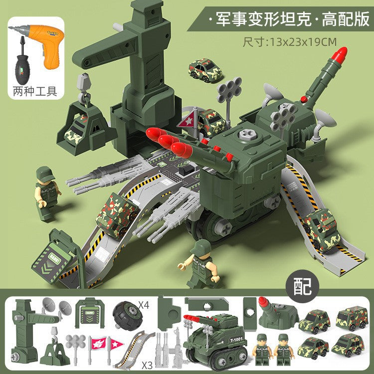 disassembly 4-in-1 deformation engineering vehicle with trolley sliding track