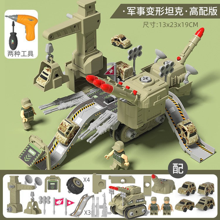 disassembly 4-in-1 deformation engineering vehicle with trolley sliding track