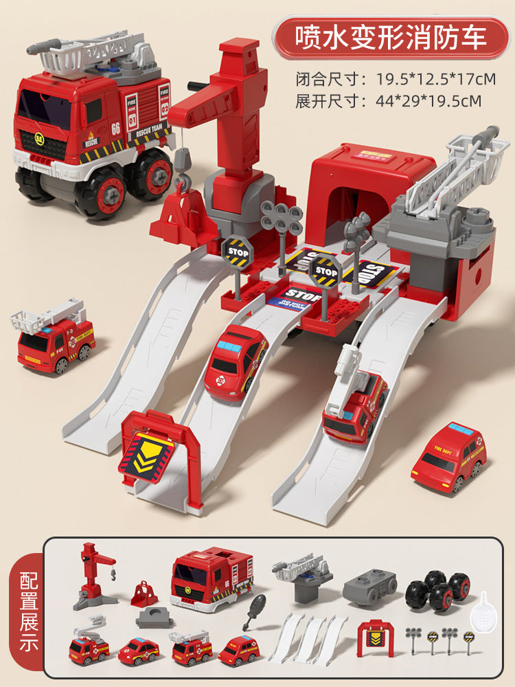 disassembly 4-in-1 deformation engineering vehicle with trolley sliding track