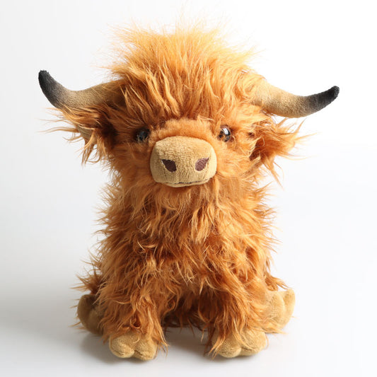 Scottish Highlands Home with our Adorable and Long-Haired Highland Cow Plush Kids Toy