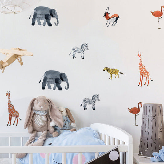 Nordic Animal Forest Wall Stickers with Cartoon Illustrations for Bedroom and Study Room Decoration