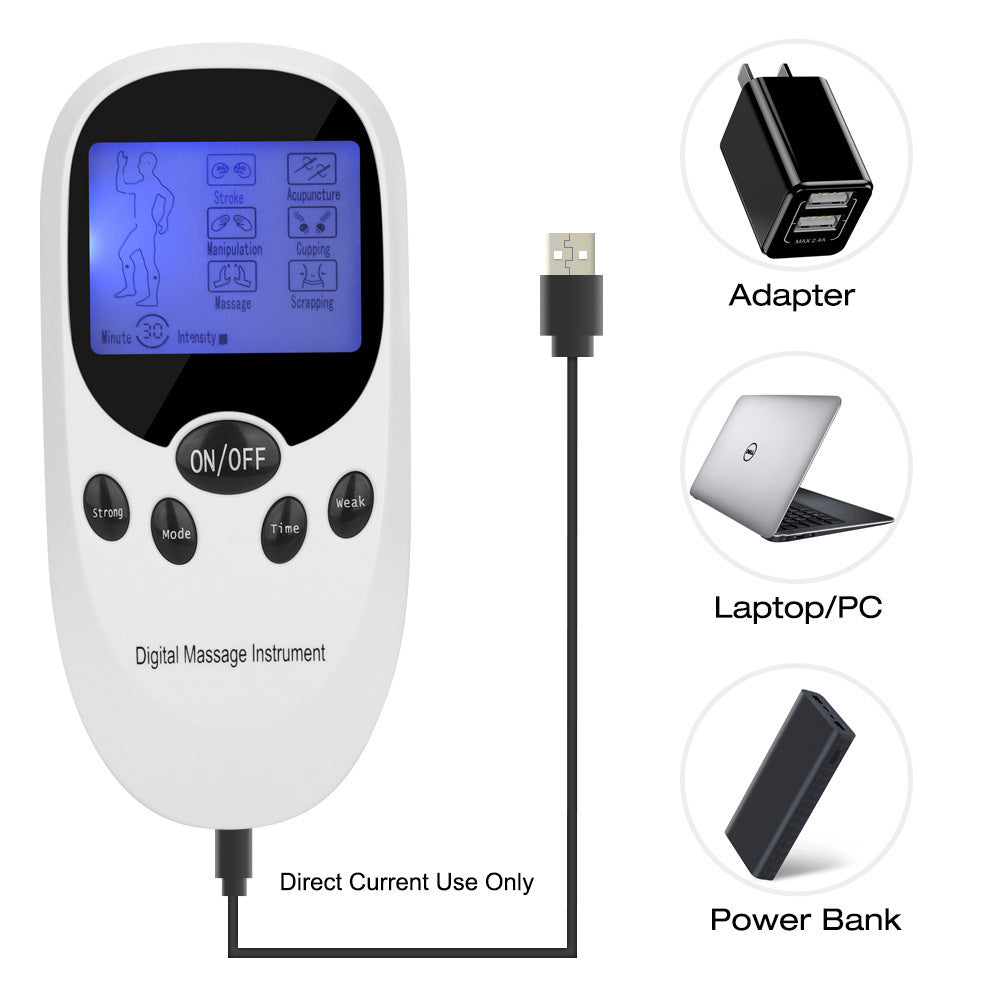 Dual Channel Digital Meridian Massager for Neck, Back, Waist and Legs - Portable and Battery Operated