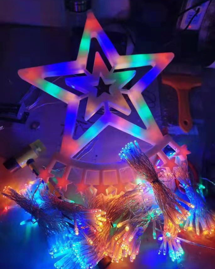 LED Five-Pointed Star Waterfall Lights - Cascading Meteor Lights for Christmas and Holiday Decor, Outdoor Courtyard Starlight String Lights