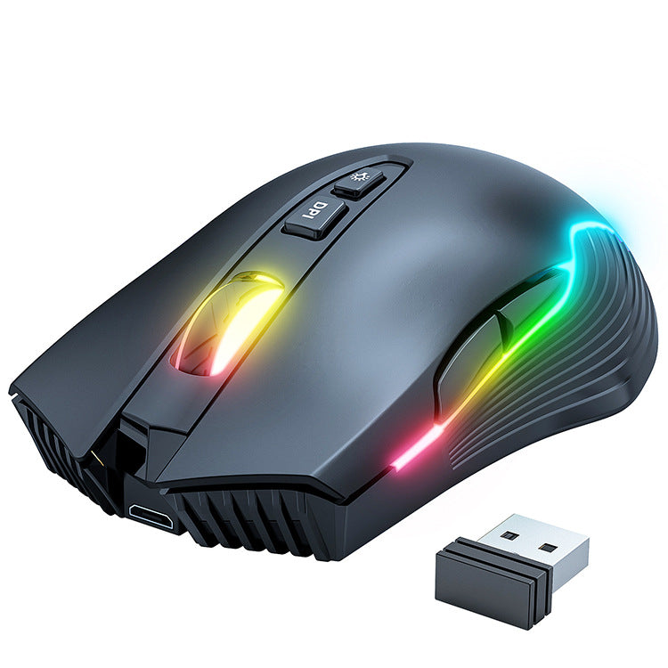 Wireless Gaming Mouse with Bluetooth Charging and RGB Luminous Lighting - Esports Mechanical Mouse with High Precision 1600dpi