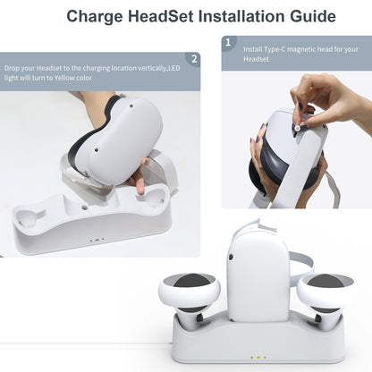 Magnetic Base Charger with Battery Pack for Oculus Quest 2 VR Glasses Handle - VR Base Charging Accessory