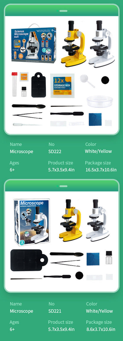 Science Horse Children's Microscope - 1200x HD STEM Toy for Elementary School Science Experiments