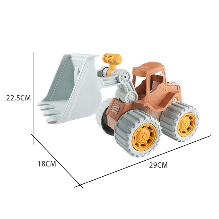 Fun and Realistic Construction Vehicles for Children: Beach Toy Set with Pushcart and Wheat Straw Digger