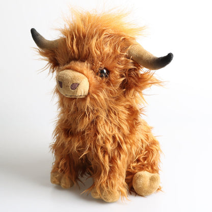 Scottish Highlands Home with our Adorable and Long-Haired Highland Cow Plush Kids Toy