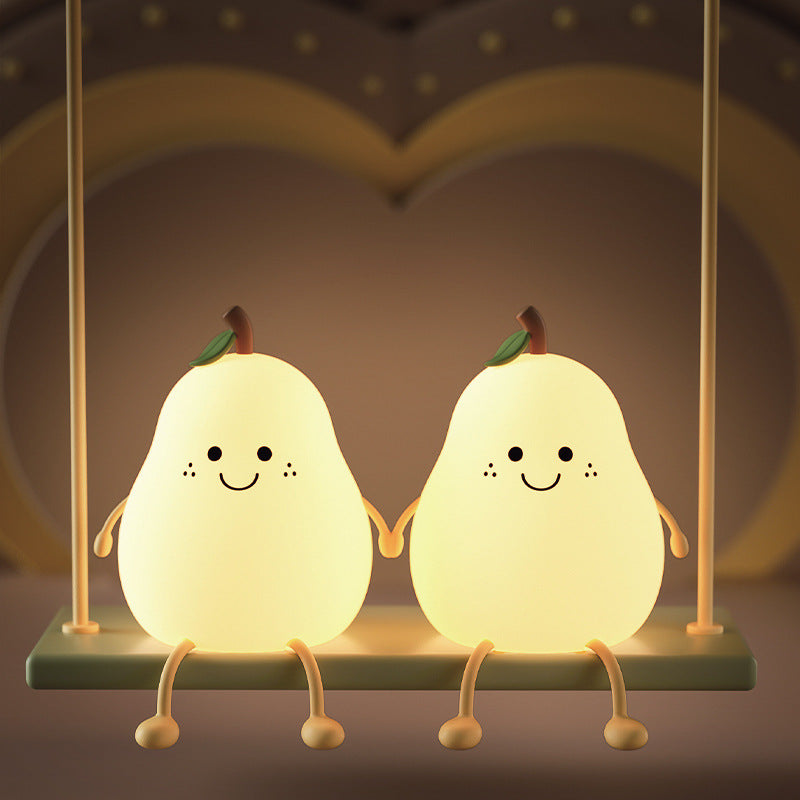 pear shape night light, pears accompany sleeping silicone lights