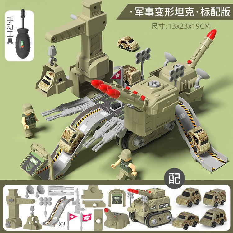 disassembly 4-in-1 deformation engineering vehicle with trolley sliding track