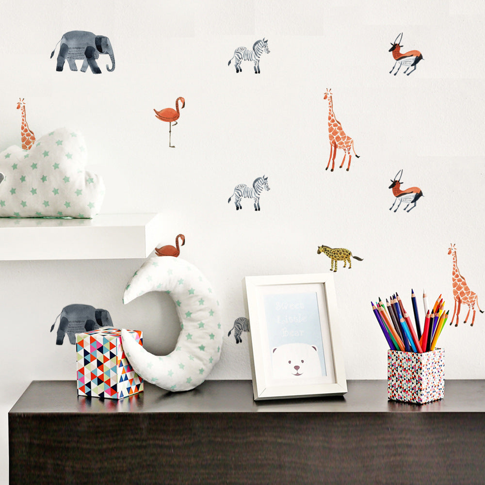 Nordic Animal Forest Wall Stickers with Cartoon Illustrations for Bedroom and Study Room Decoration