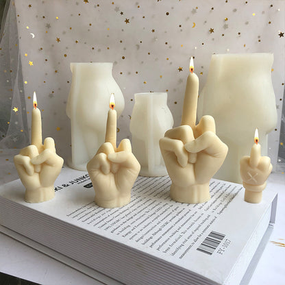 New Gesture Middle Finger Candle Silicone Mold DIY Creative Aromatherapy Plaster Cake Finger Mold Decoration