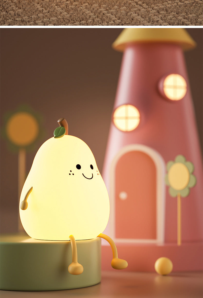 pear shape night light, pears accompany sleeping silicone lights