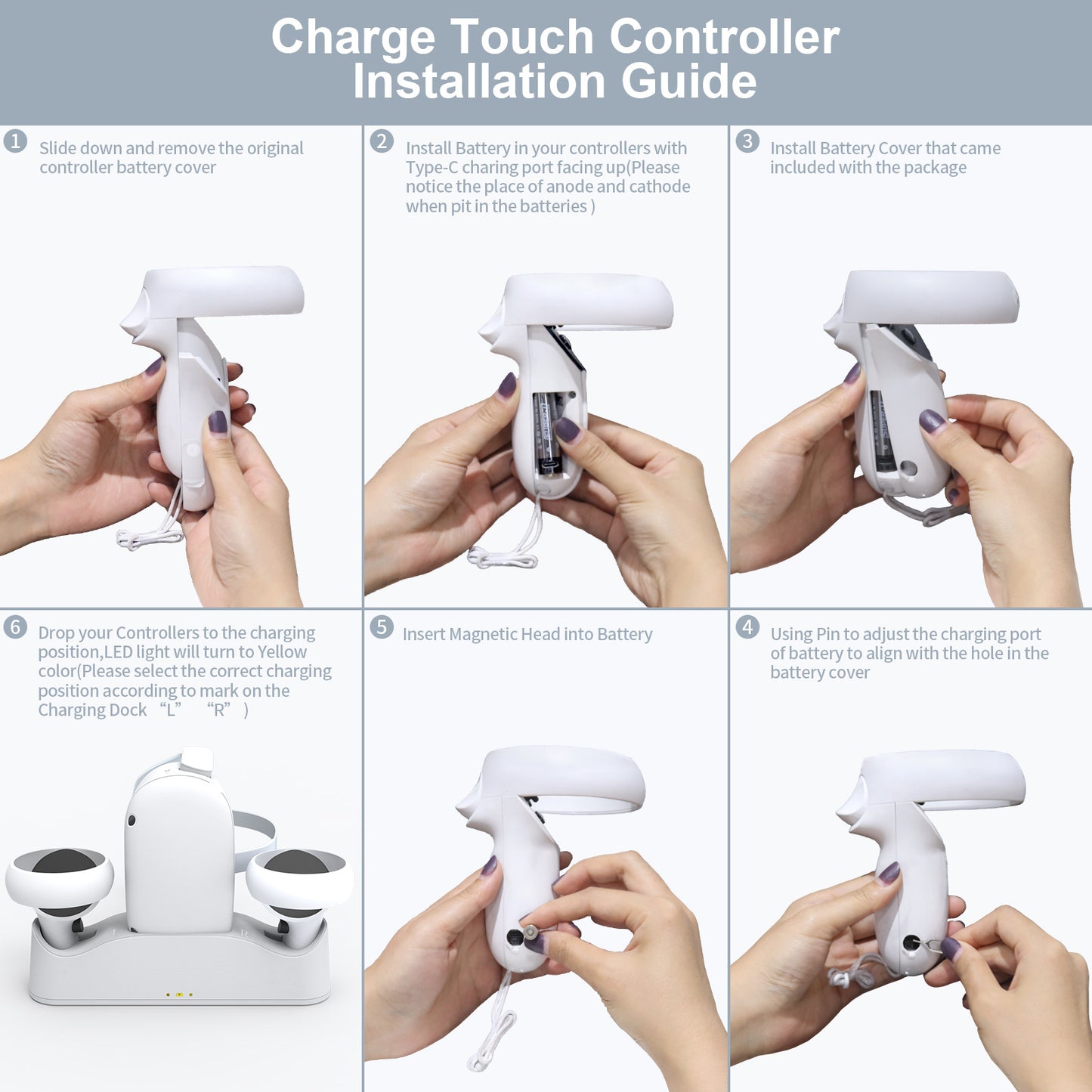 Magnetic Base Charger with Battery Pack for Oculus Quest 2 VR Glasses Handle - VR Base Charging Accessory