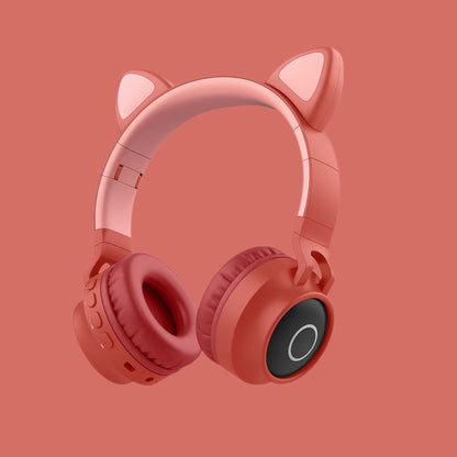 Wireless Bluetooth Headphone with Cat Ear Design, LED Lights, Suitable for Computer E-sports and Gaming