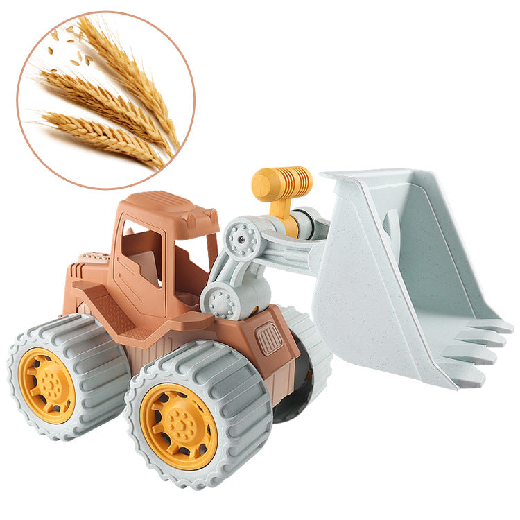 Fun and Realistic Construction Vehicles for Children: Beach Toy Set with Pushcart and Wheat Straw Digger