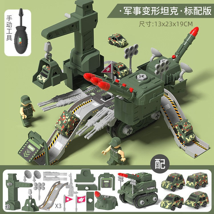 disassembly 4-in-1 deformation engineering vehicle with trolley sliding track