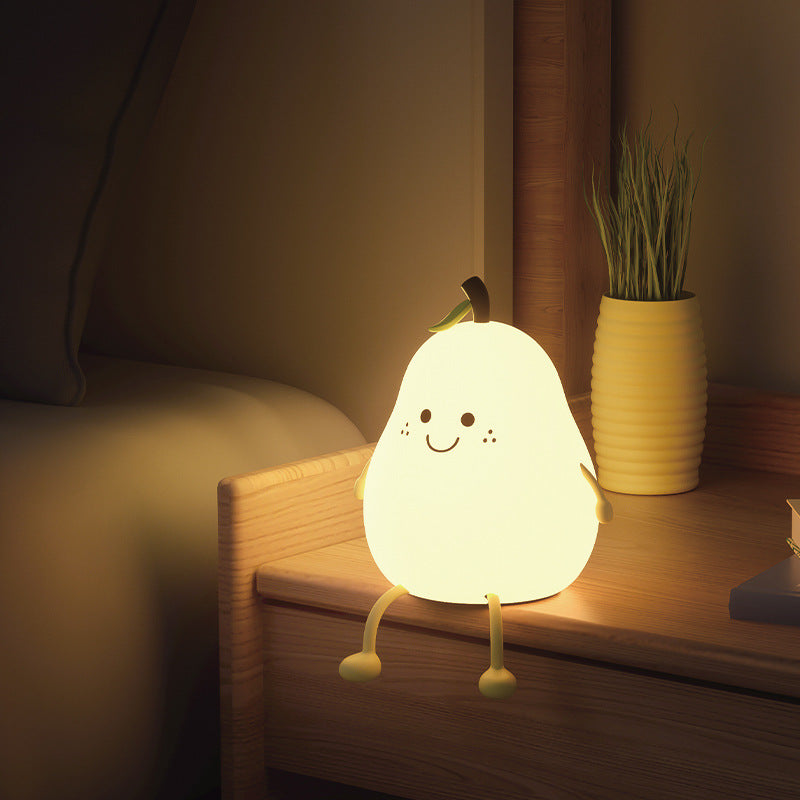 pear shape night light, pears accompany sleeping silicone lights