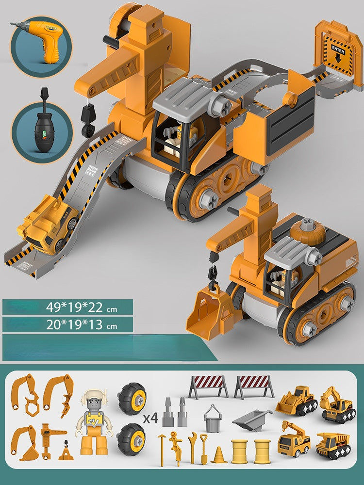 disassembly 4-in-1 deformation engineering vehicle with trolley sliding track