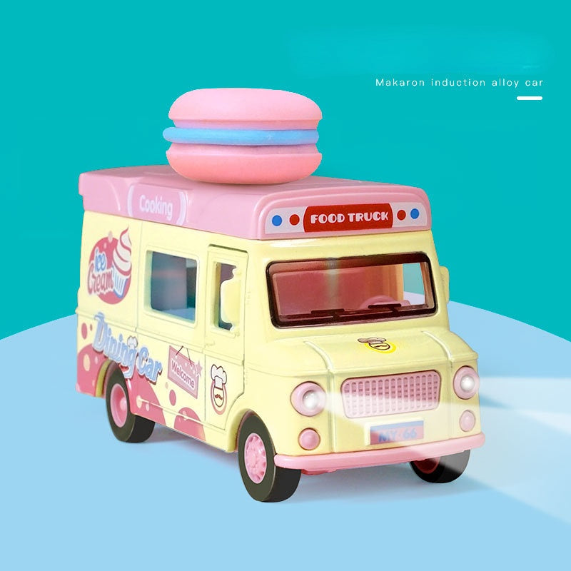 Alloy Magnetic Induction Lighting Music Simulation Ice Cream Truck Toy Car